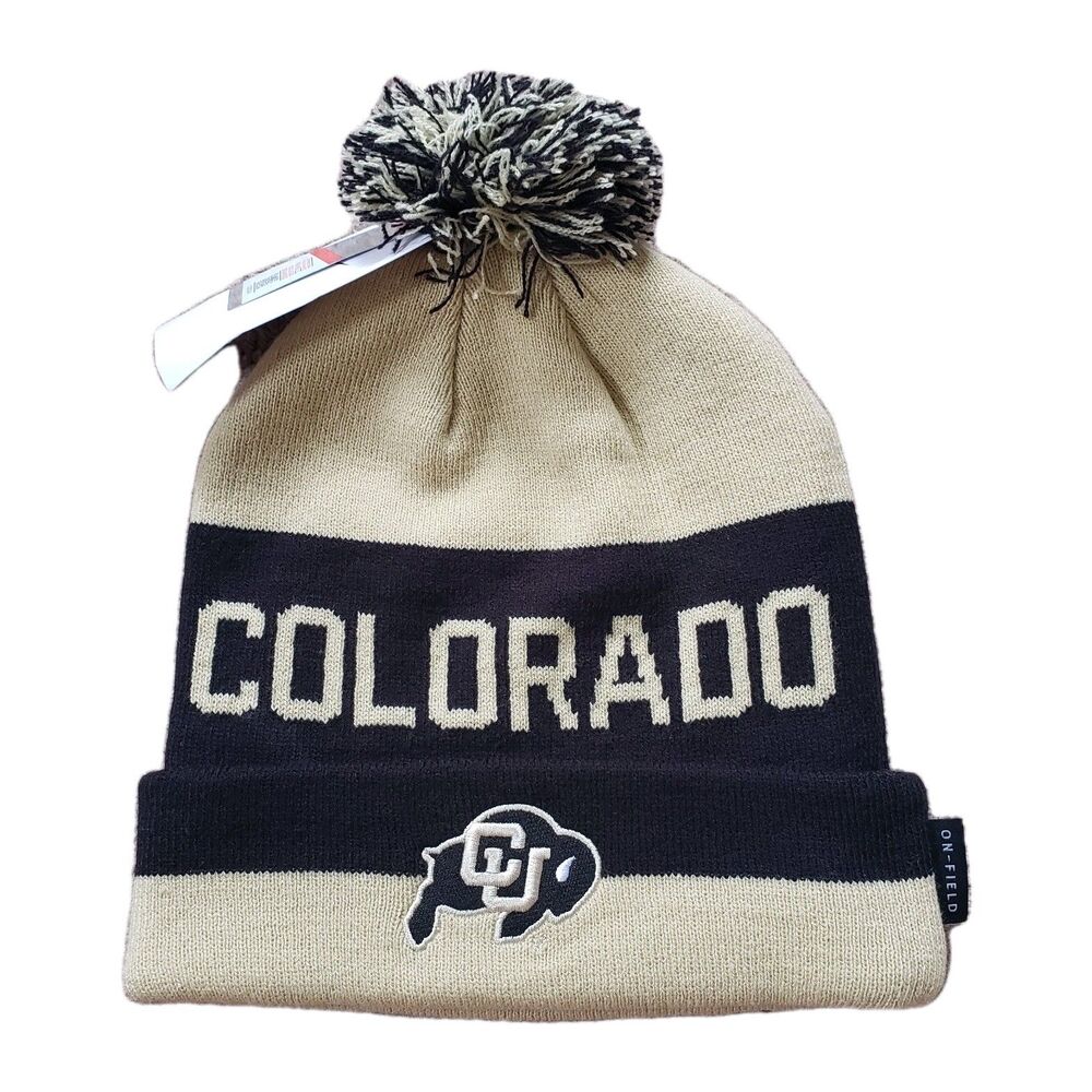 Nike Colorado Buffaloes Adult Gold Peak GameDay Knit Beanie Hat Pom NCAA